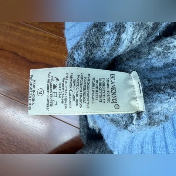 NWT Blank NYC Fair Isle Hot Take Chunky Knit Cardigan Sweater Grey Combo Size M - Picture 7 of 7